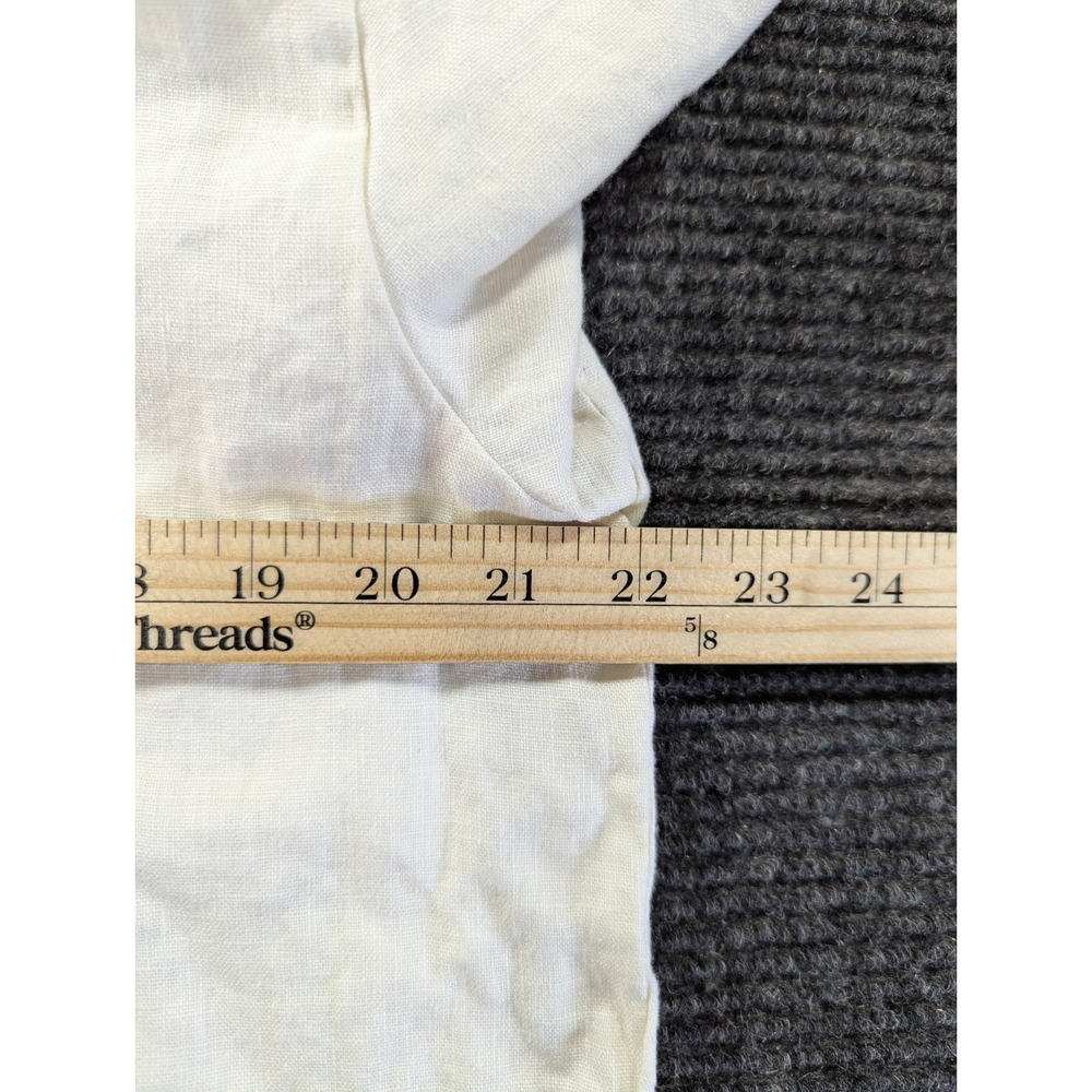 Zara Blouse Top Womens Small Cream Linen Chest Pocket Split Hem Cuffed Sleeve - Picture 13 of 14